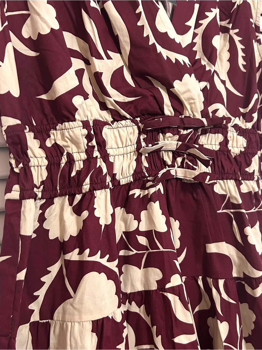 Anthropologie maxi burgundy dress smocked fall cottage romantic vintage NWT XL - Picture 6 of 10